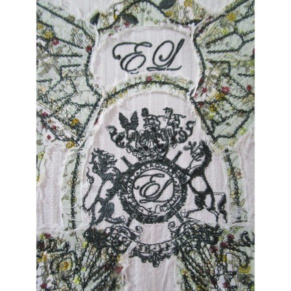 English Laundry Mod Mens Med Button Up Casual Embroidered Applique Flip Cuff EUC - Picture 14 of 16